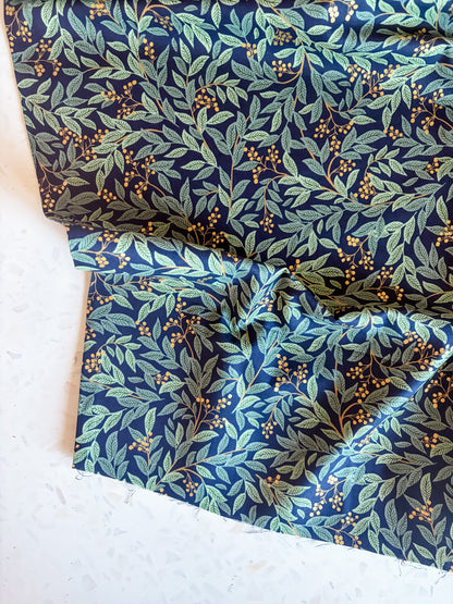 Holiday Classics Willowberry Cotton Fabric in Navy Metallic