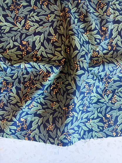 Holiday Classics Willowberry Cotton Fabric in Navy Metallic