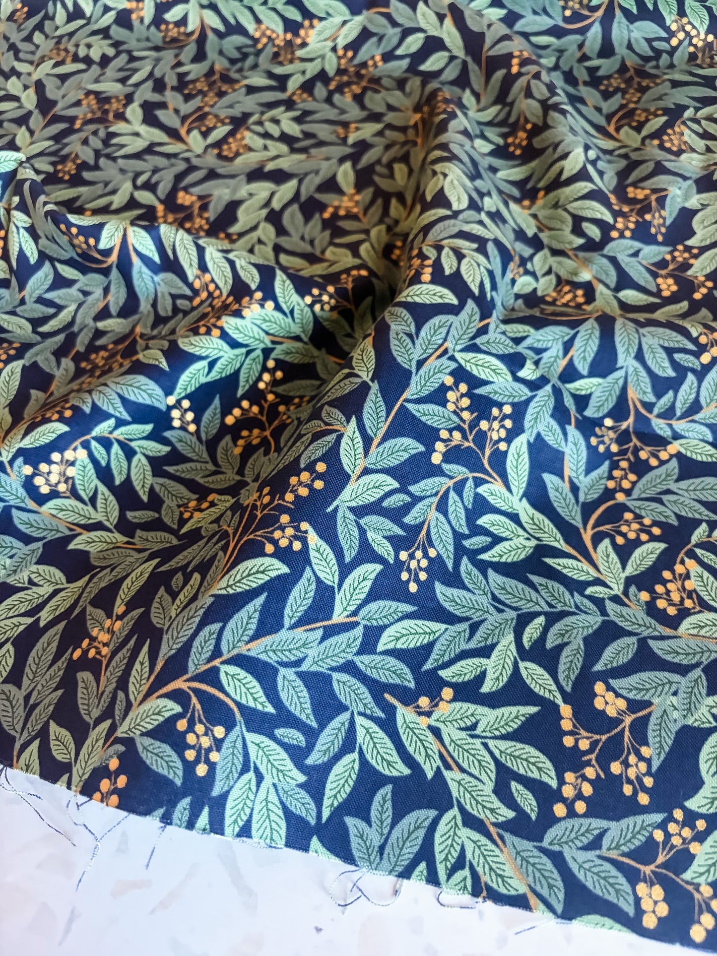 Holiday Classics Willowberry Cotton Fabric in Navy Metallic