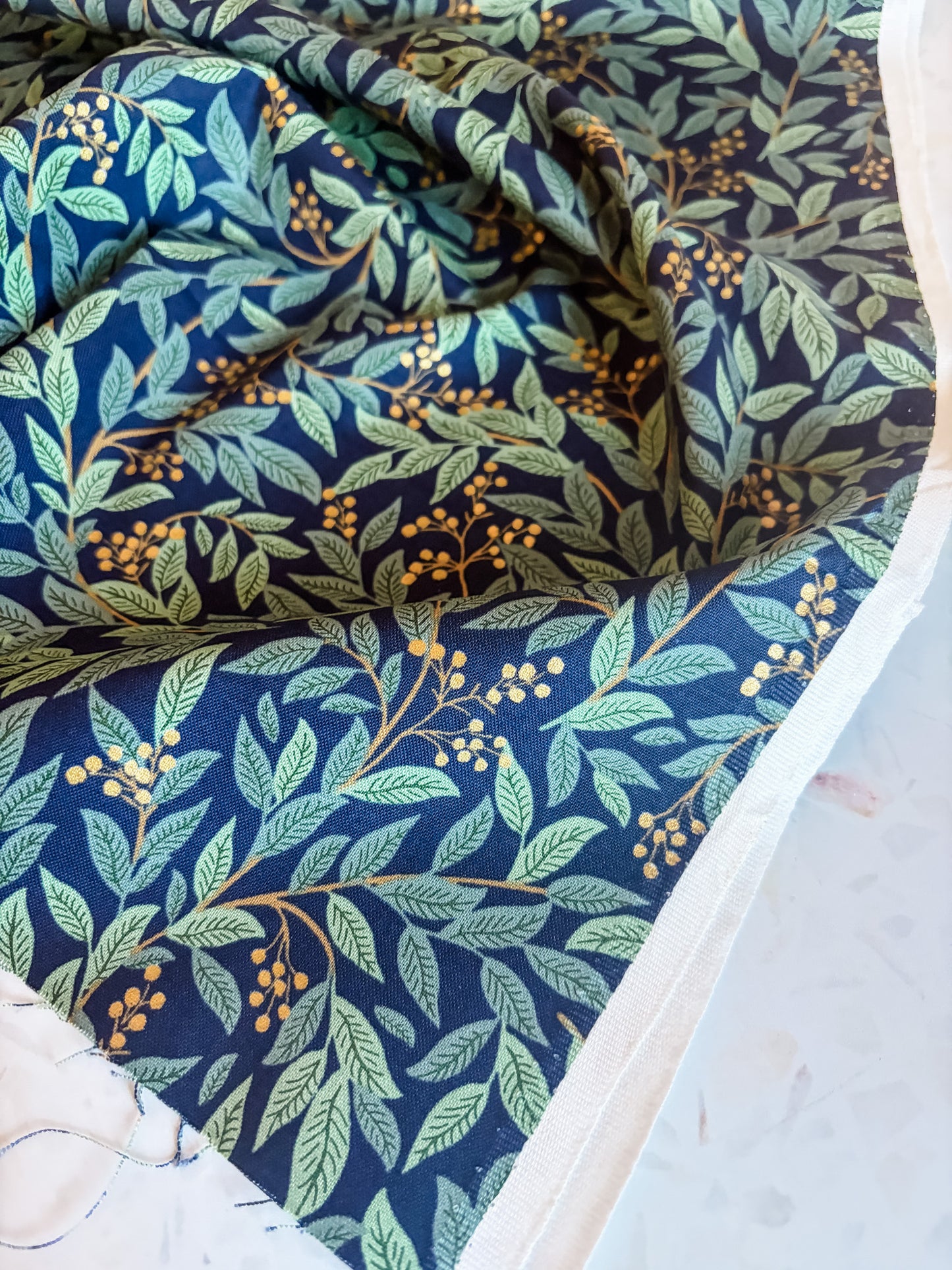 Holiday Classics Willowberry Cotton Fabric in Navy Metallic