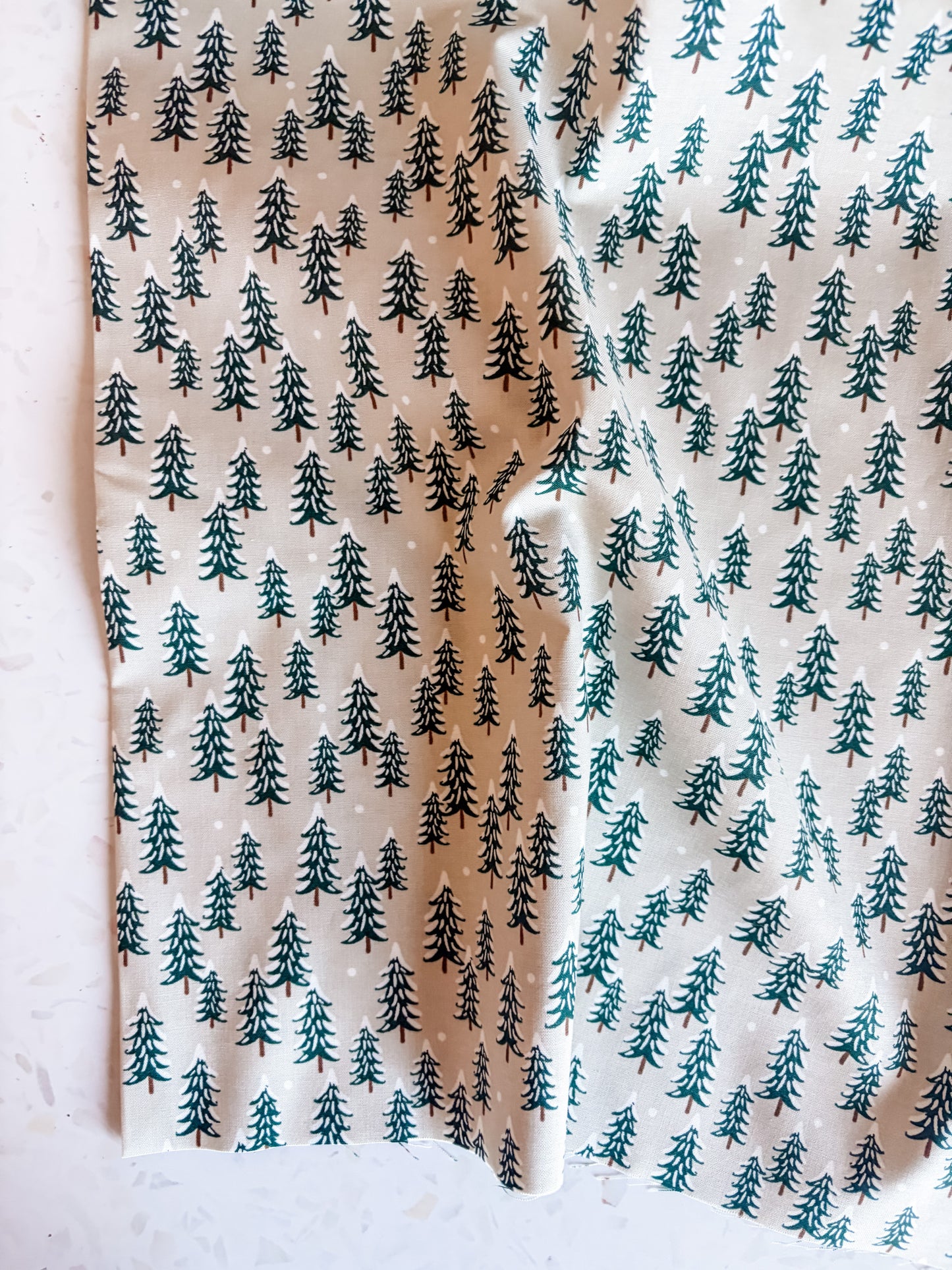Holiday Classics Fir Trees Cotton Fabric in Linen