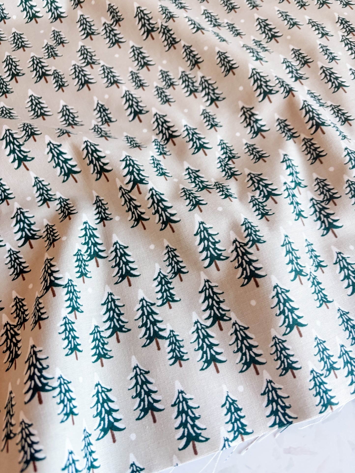 Holiday Classics Fir Trees Cotton Fabric in Linen