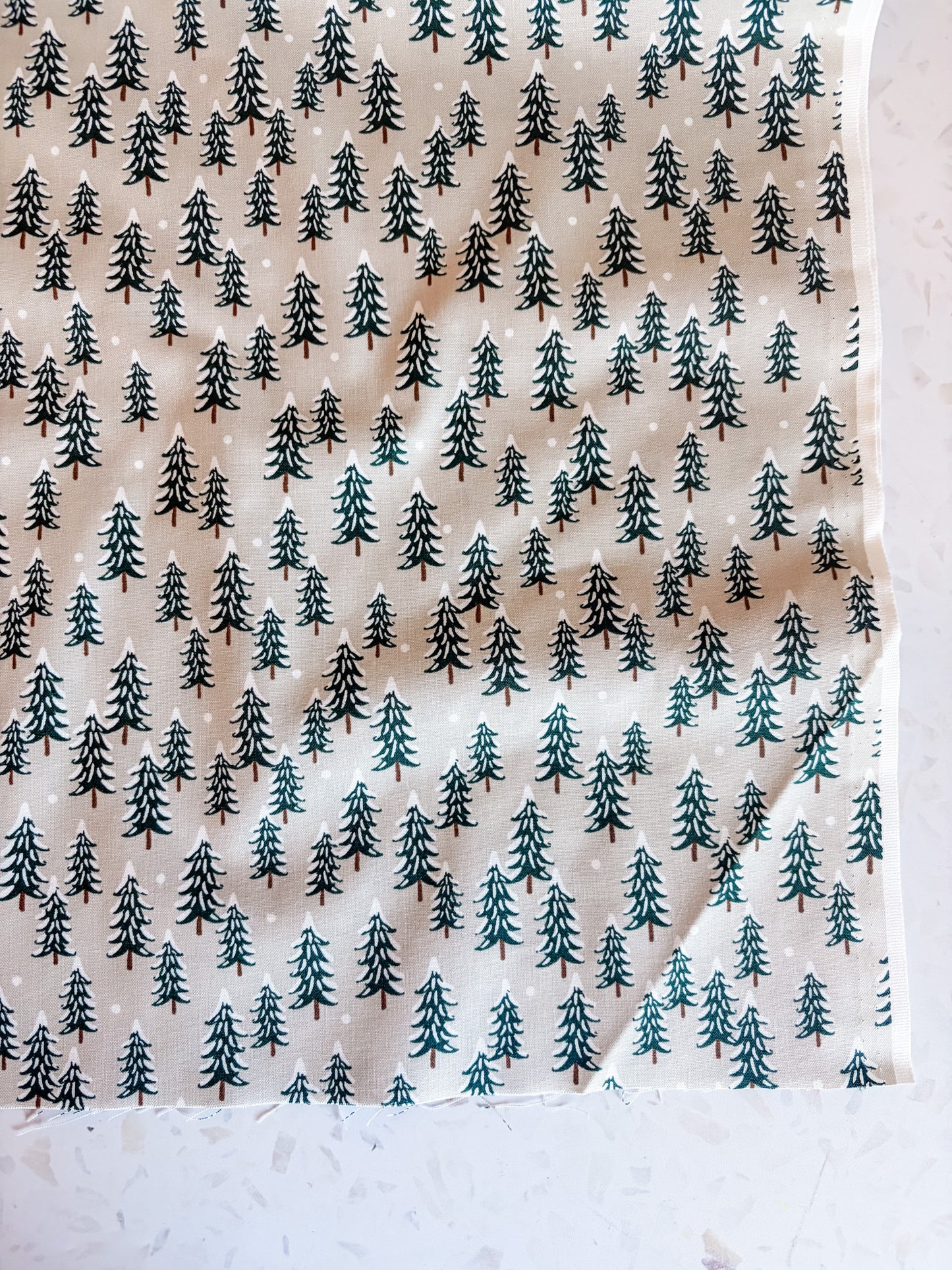 Holiday Classics Fir Trees Cotton Fabric in Linen