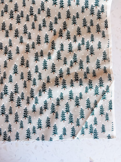 Holiday Classics Fir Trees Cotton Fabric in Linen