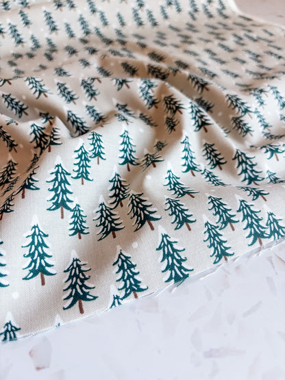 Holiday Classics Fir Trees Cotton Fabric in Linen