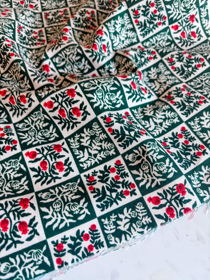 Holiday Classics Yuletide Floral Cotton Fabric in Evergreen