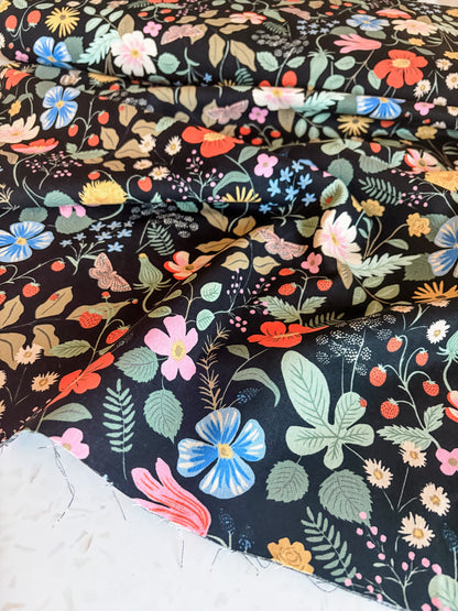 Strawberry Fields Canvas Fabric in Black