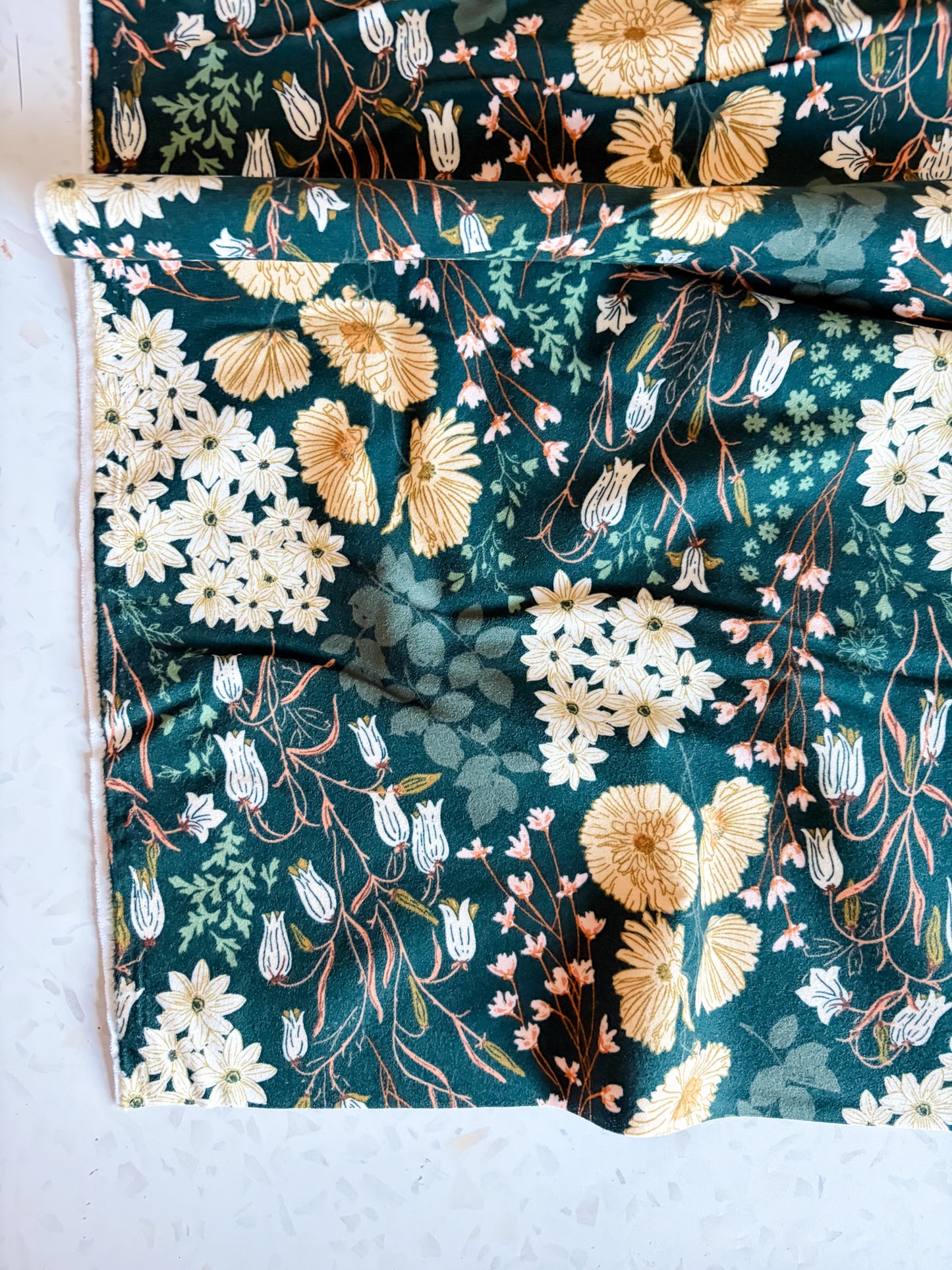 Buttercups Lark Flannel Fabric in Bluebells