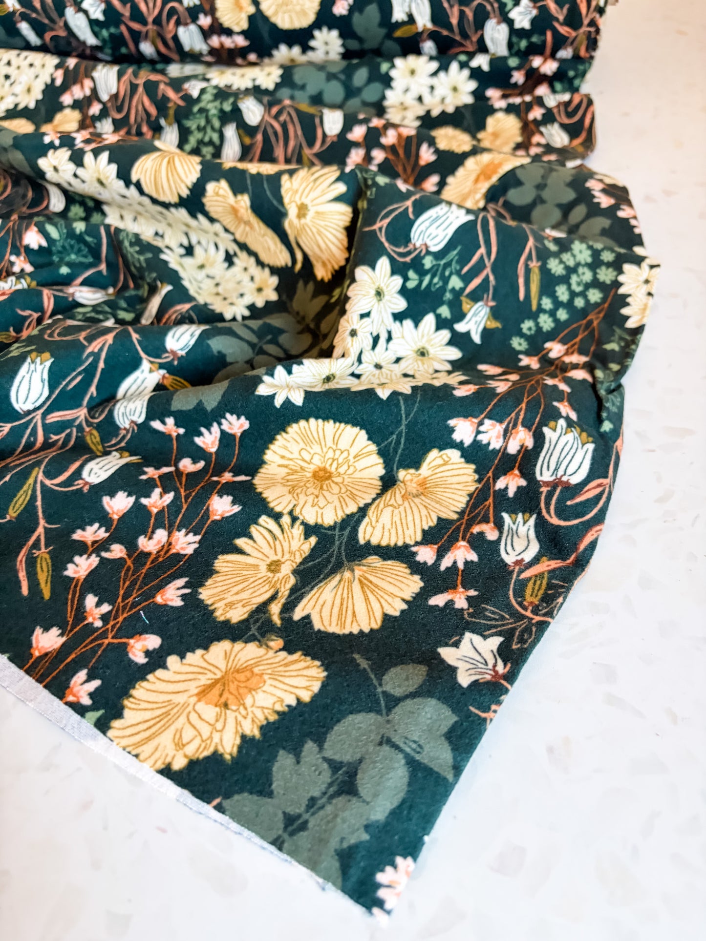 Buttercups Lark Flannel Fabric in Bluebells