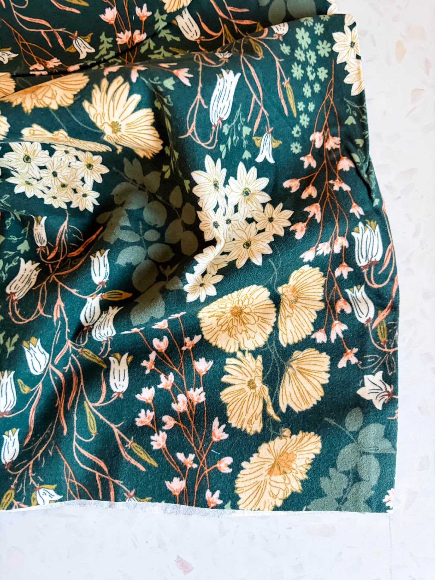 Buttercups Lark Flannel Fabric in Bluebells