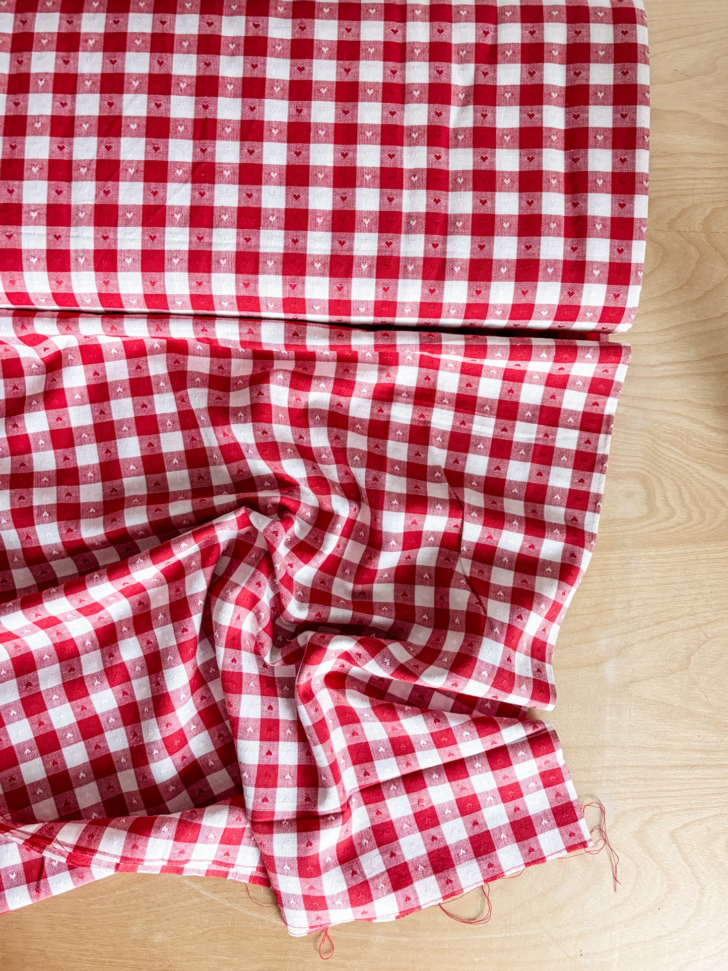 Fableism Gingham Dobby Hearts Gingham in Cherry