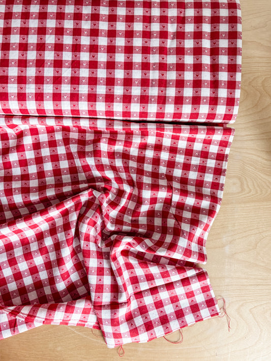 Fableism Gingham Dobby Hearts Gingham in Cherry
