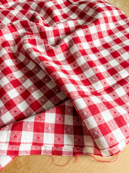Fableism Gingham Dobby Hearts Gingham in Cherry