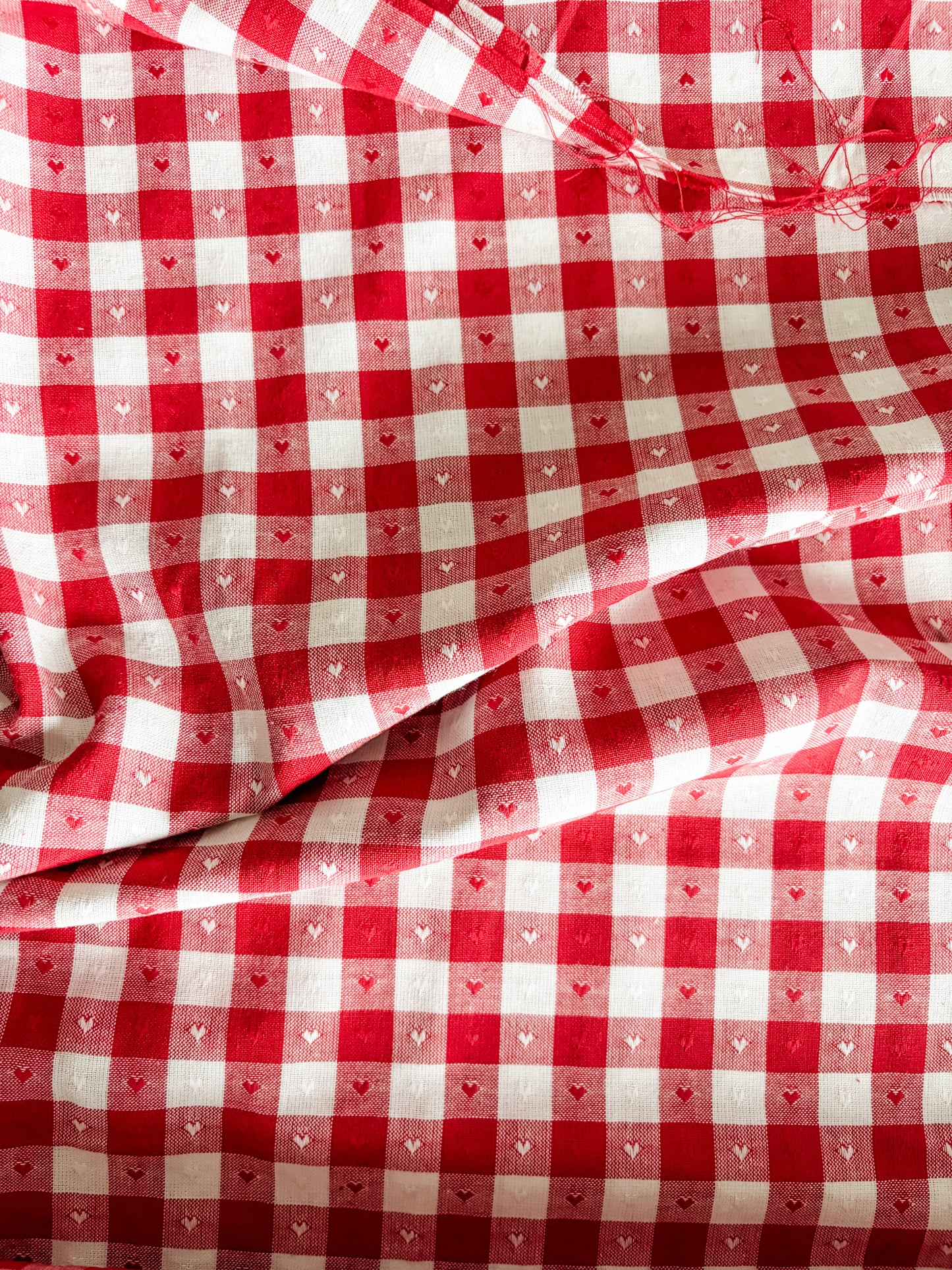 Fableism Gingham Dobby Hearts Gingham in Cherry