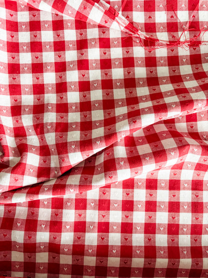 Fableism Gingham Dobby Hearts Gingham in Cherry