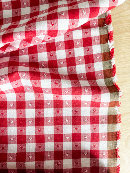 Fableism Gingham Dobby Hearts Gingham in Cherry