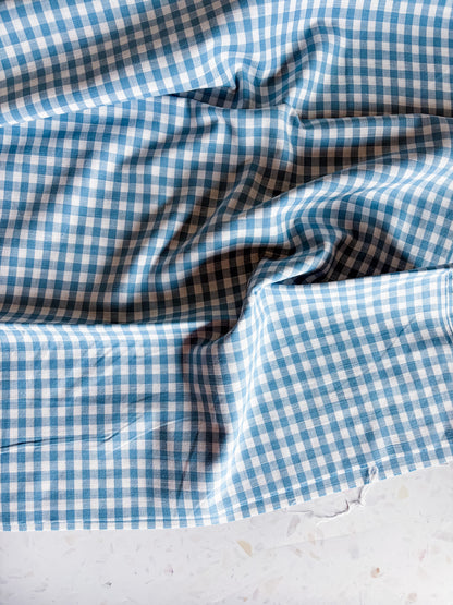 Classic Gingham Cotton Woven in Sky Blue