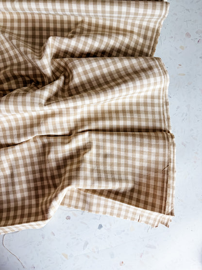 Classic Gingham Cotton Woven in Flax Seed