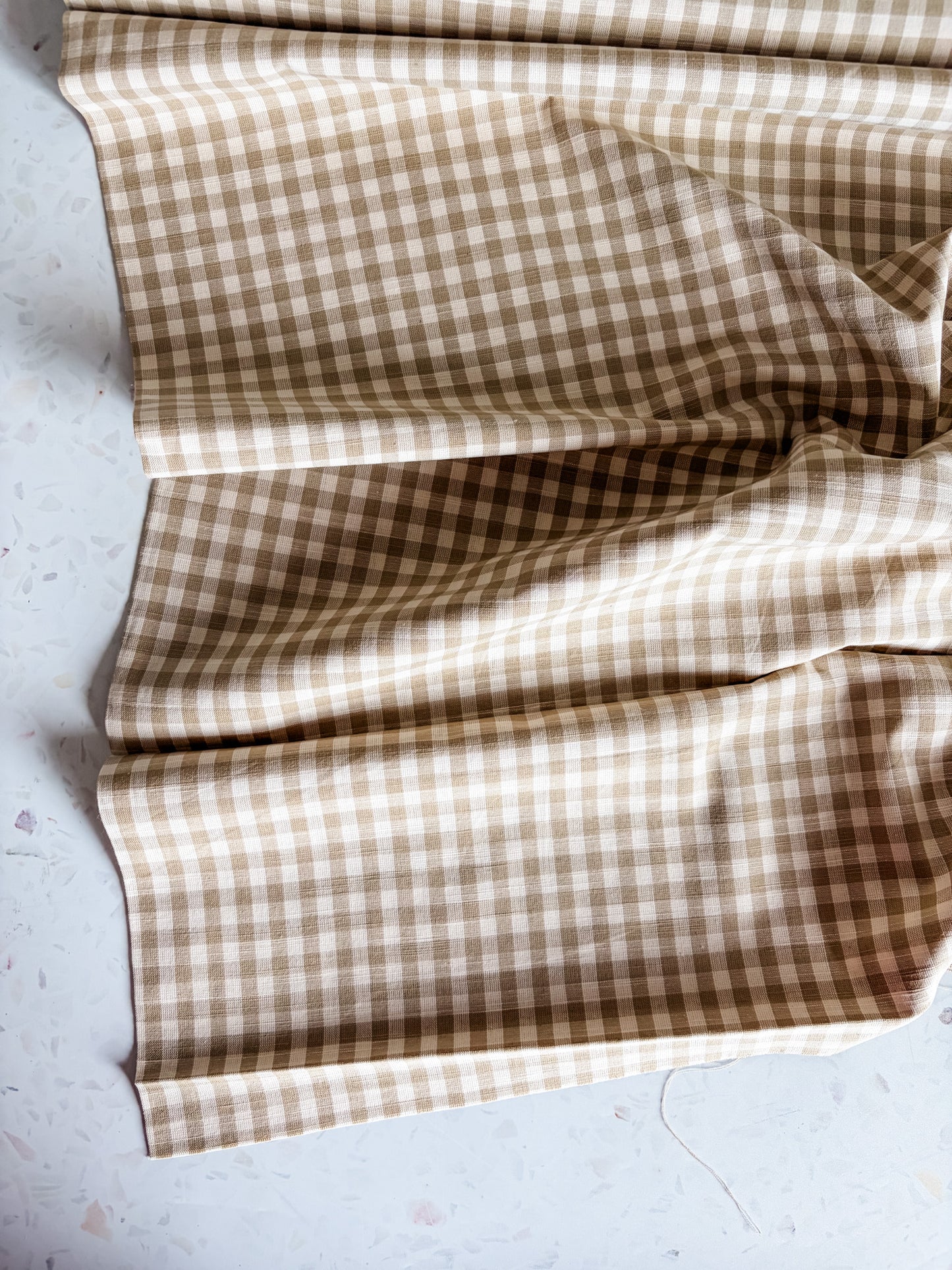 Classic Gingham Cotton Woven in Flax Seed