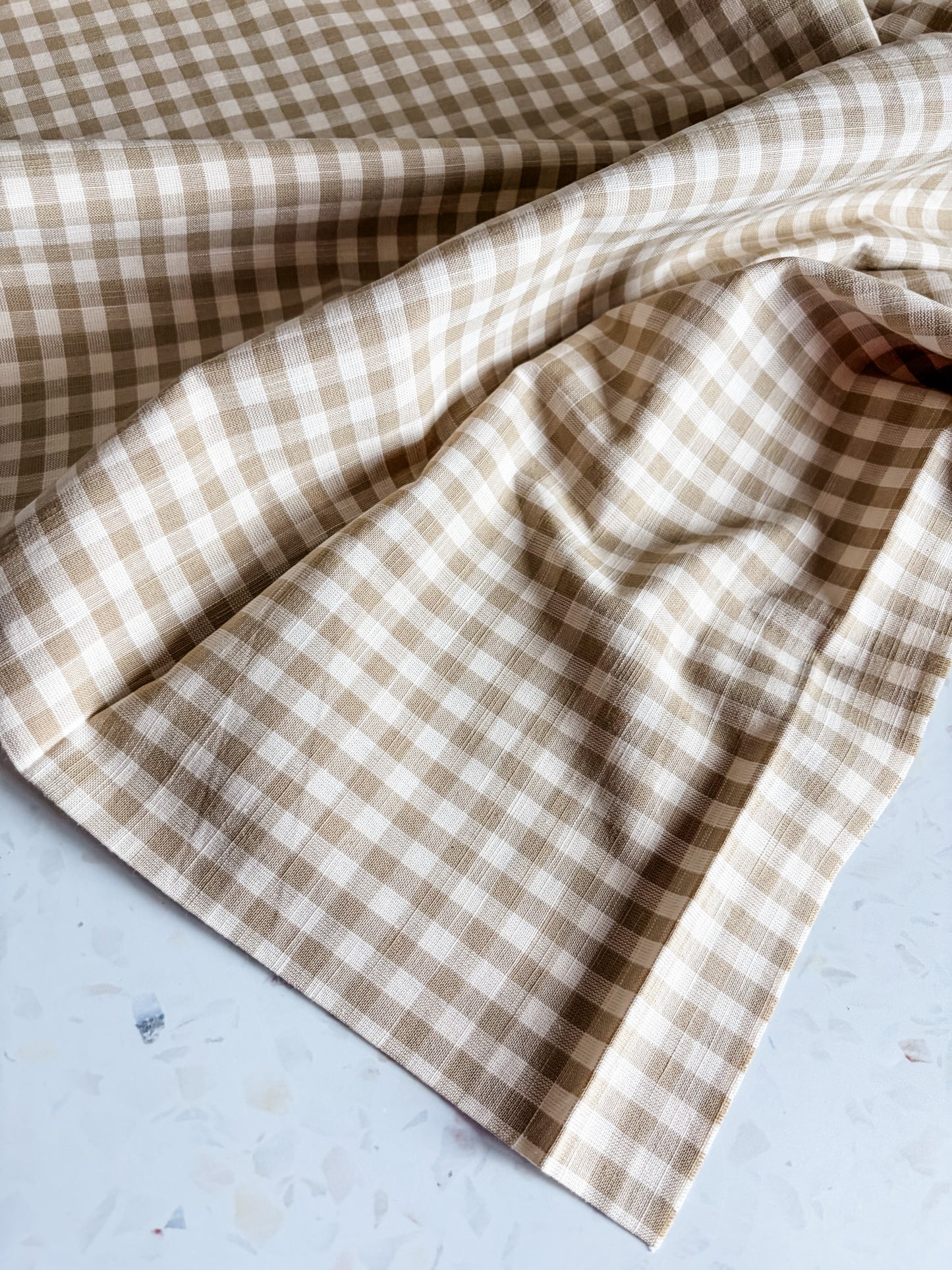Classic Gingham Cotton Woven in Flax Seed