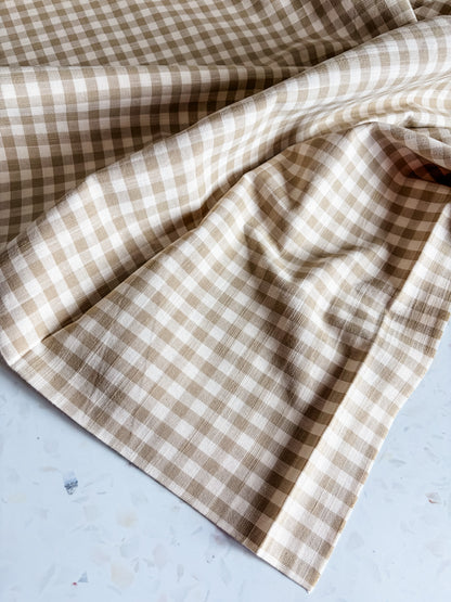 Classic Gingham Cotton Woven in Flax Seed