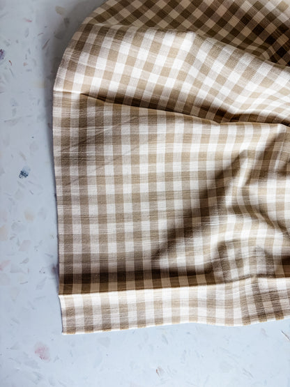 Classic Gingham Cotton Woven in Flax Seed