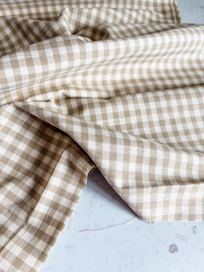 Classic Gingham Cotton Woven in Flax Seed