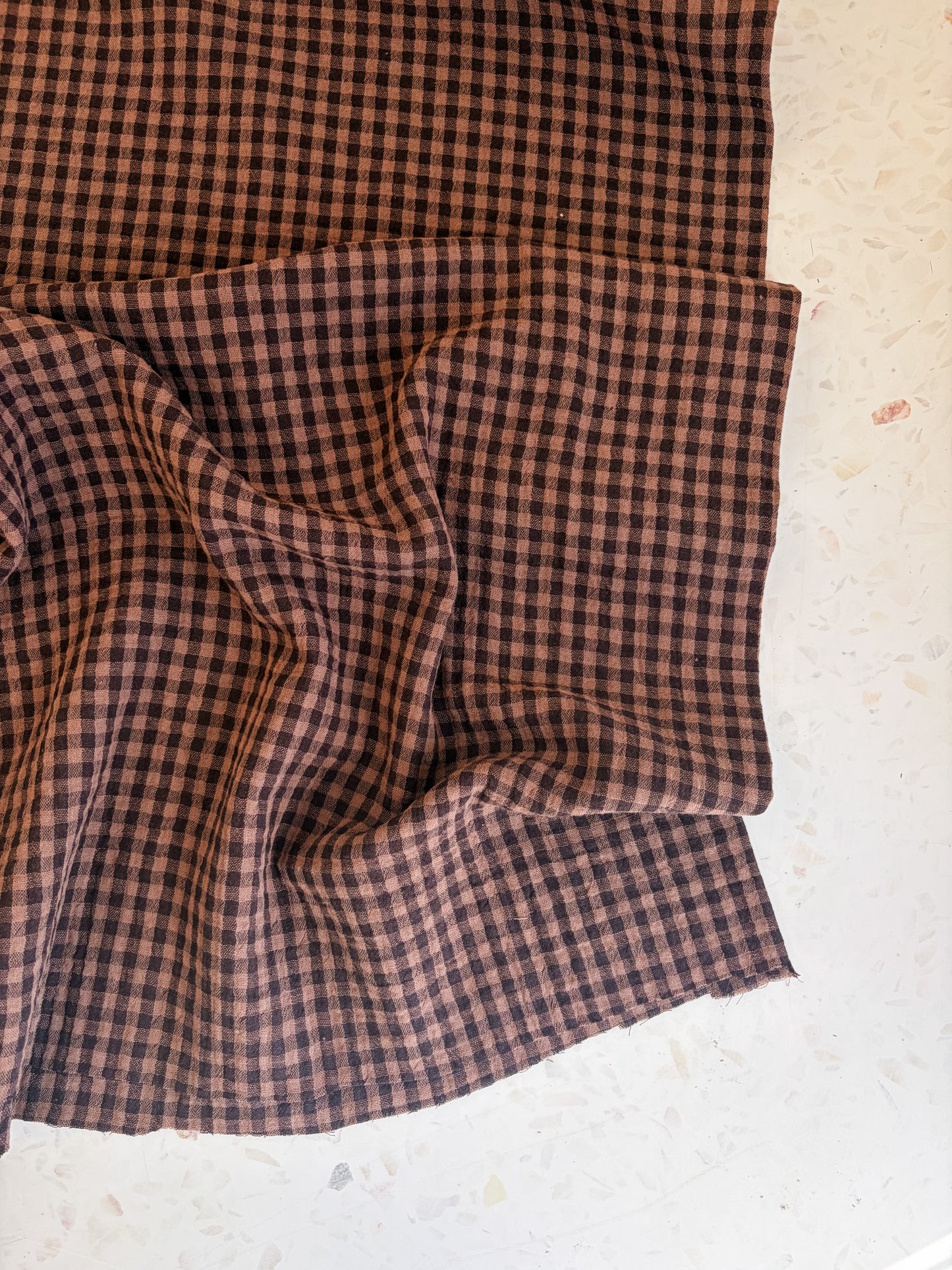 PRESALE – Lennon Yarn Dyed Double Gauze Check in Cocoa
