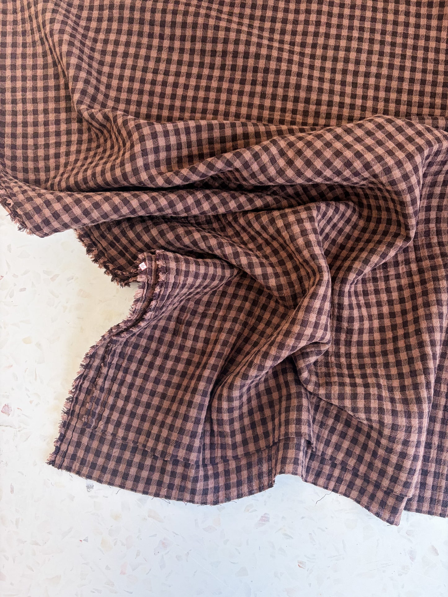 PRESALE – Lennon Yarn Dyed Double Gauze Check in Cocoa