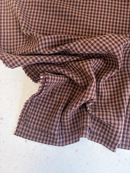 PRESALE – Lennon Yarn Dyed Double Gauze Check in Cocoa