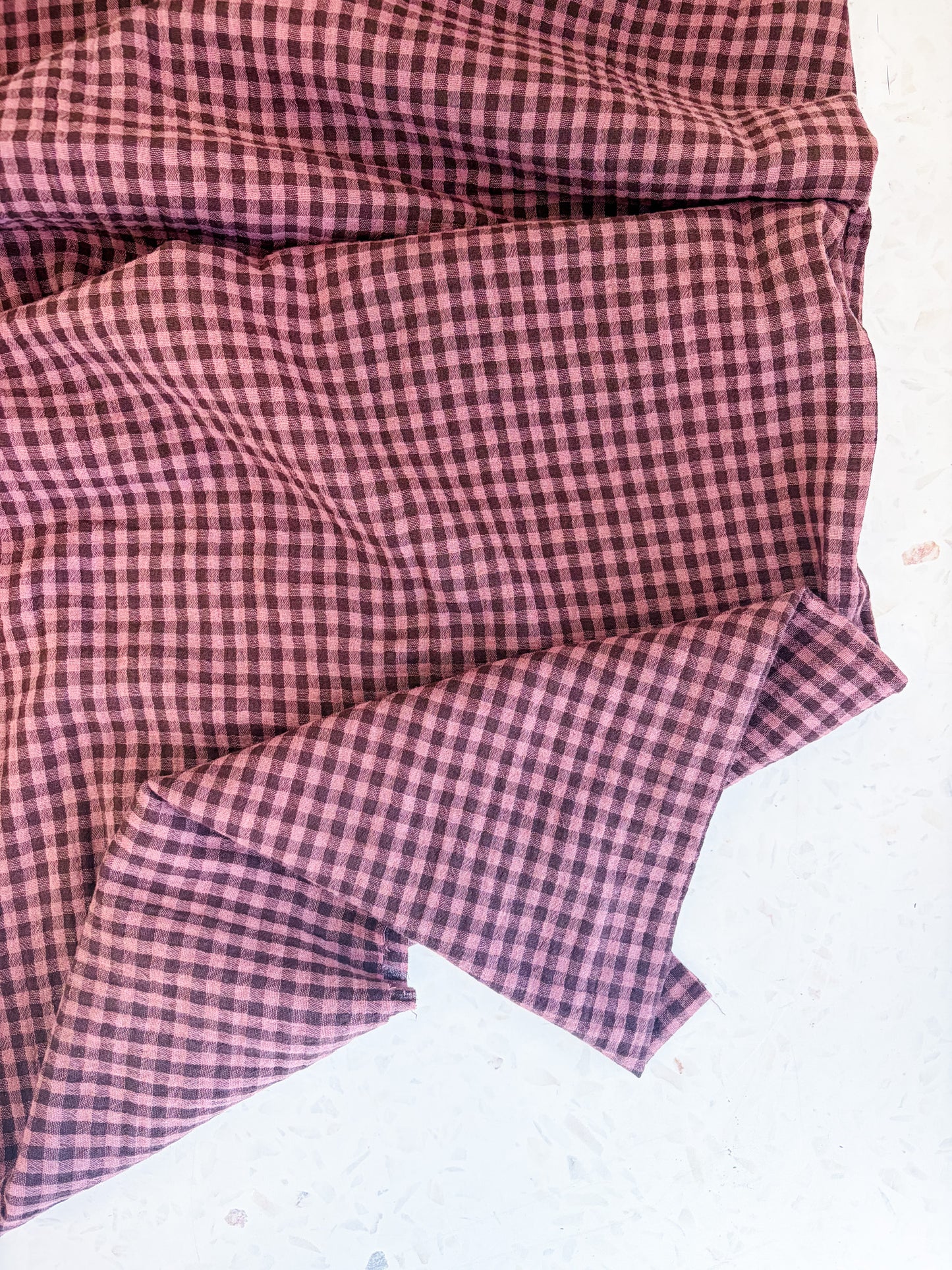 Lennon Yarn Dyed Double Gauze Check in Plum