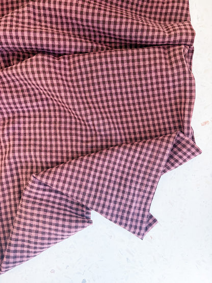Lennon Yarn Dyed Double Gauze Check in Plum