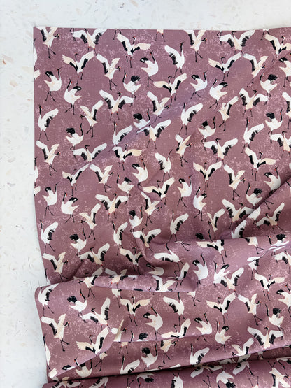 Dancing Cranes Quilting Cotton in Mineral