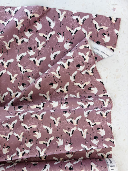 Dancing Cranes Quilting Cotton in Mineral