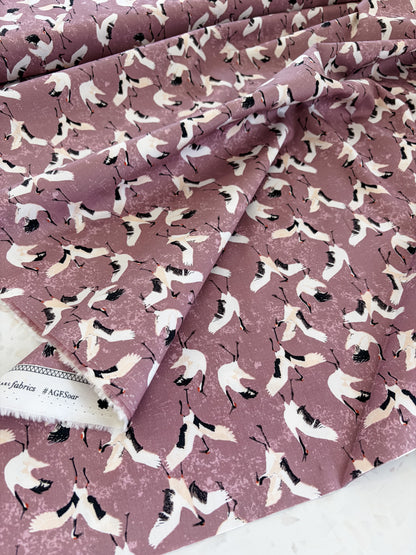Dancing Cranes Quilting Cotton in Mineral