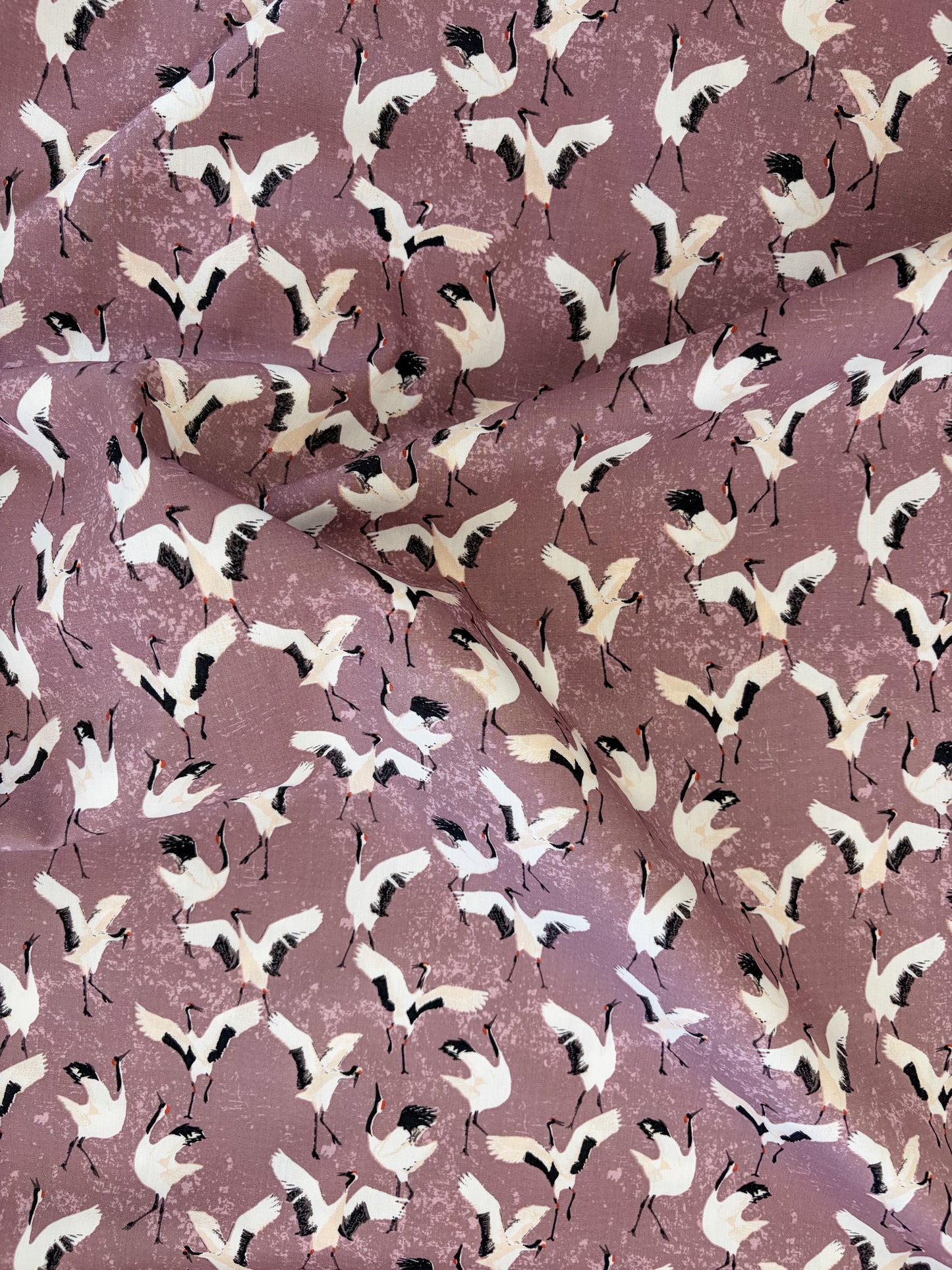Dancing Cranes Quilting Cotton in Mineral