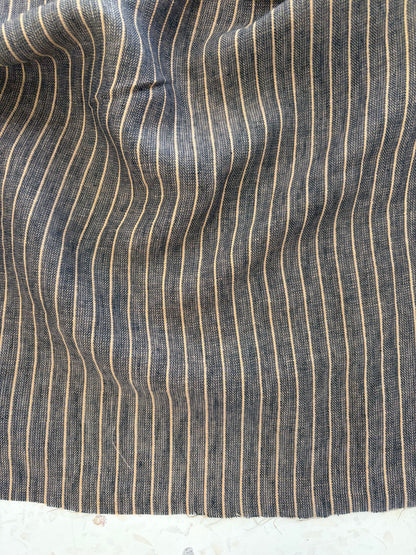 Stevie Herringbone Linen/Cotton in Indigo/Latte