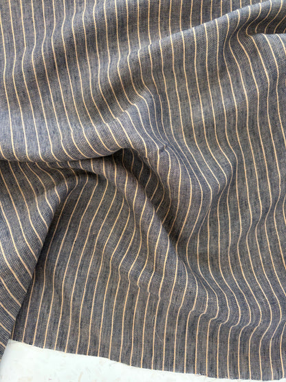 Stevie Herringbone Linen/Cotton in Indigo/Latte