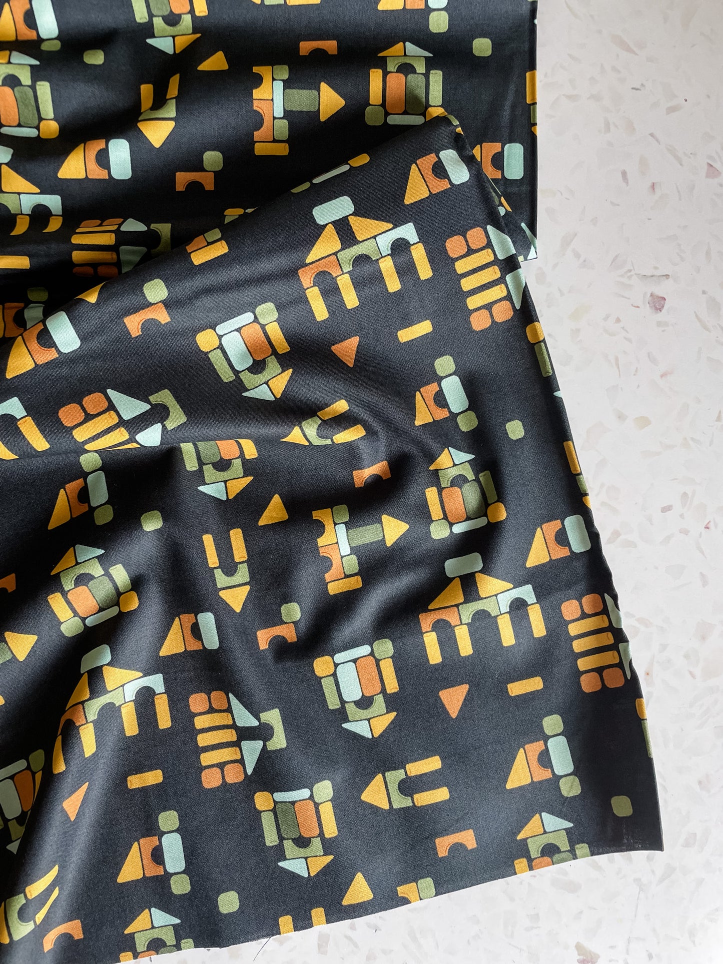 ABC XYZ Quilting Cotton – Building Blocks in Black