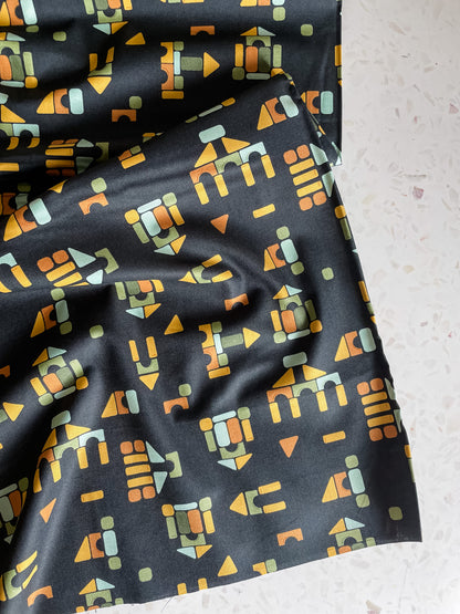 ABC XYZ Quilting Cotton – Building Blocks in Black