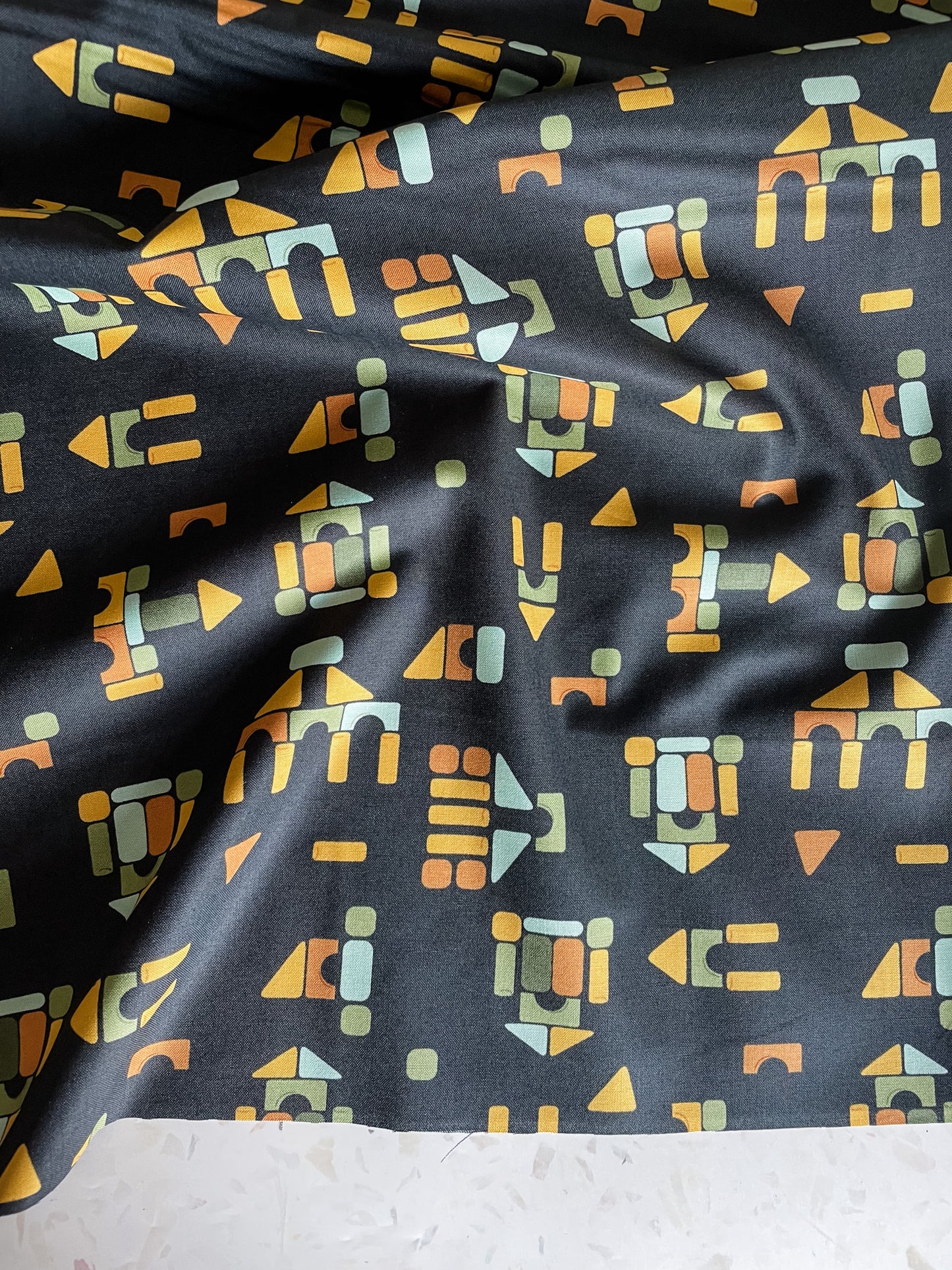 ABC XYZ Quilting Cotton – Building Blocks in Black