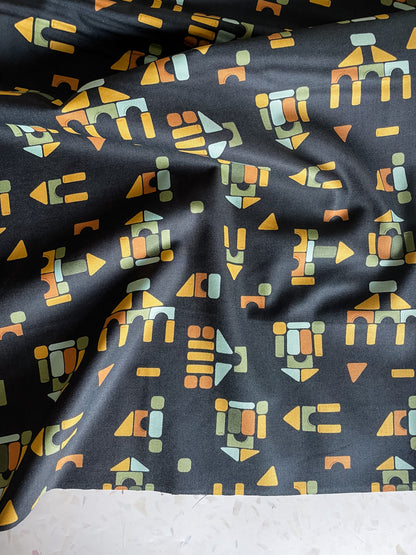 ABC XYZ Quilting Cotton – Building Blocks in Black