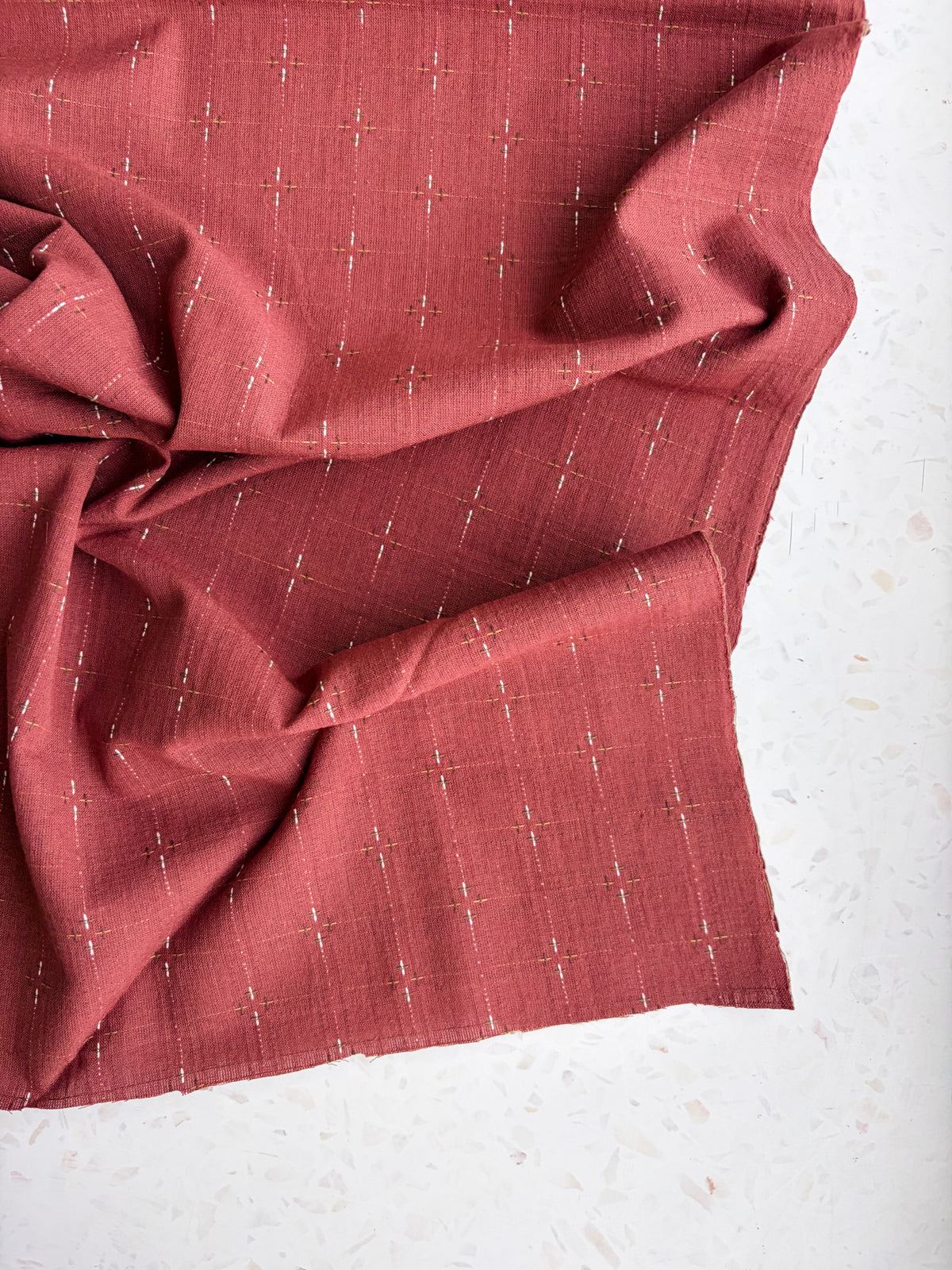 Embroidered Wovens – Rustic Barn Red