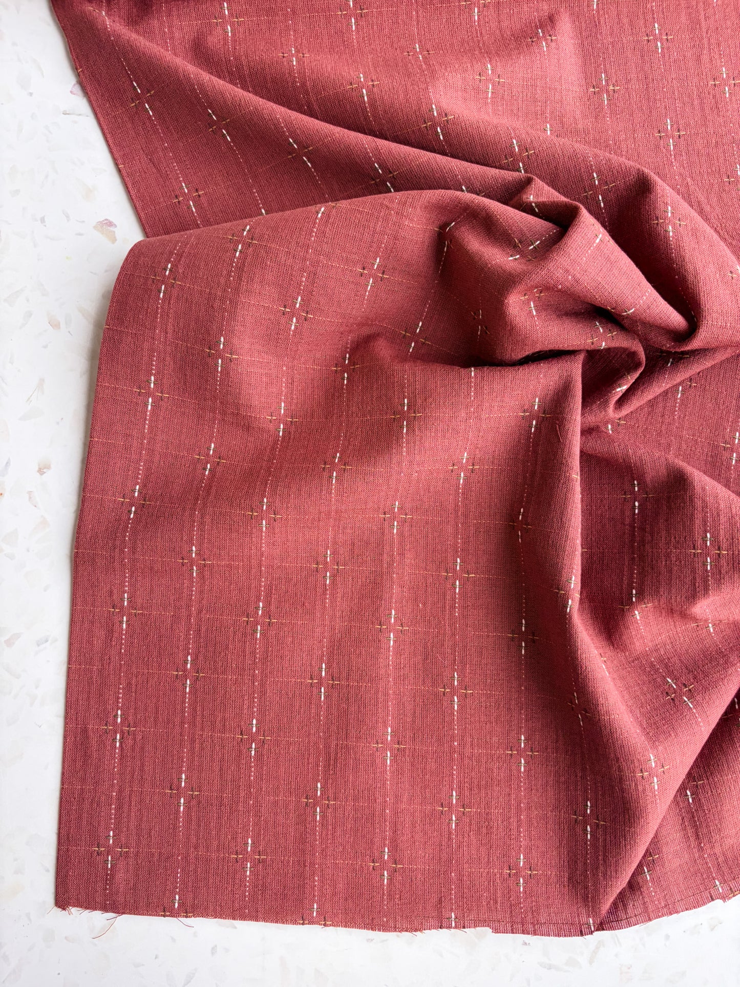 Embroidered Wovens – Rustic Barn Red