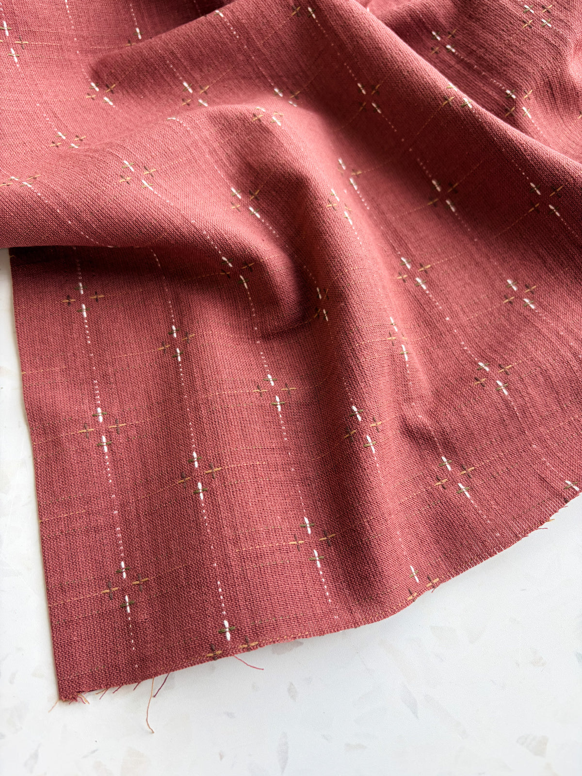 Embroidered Wovens – Rustic Barn Red