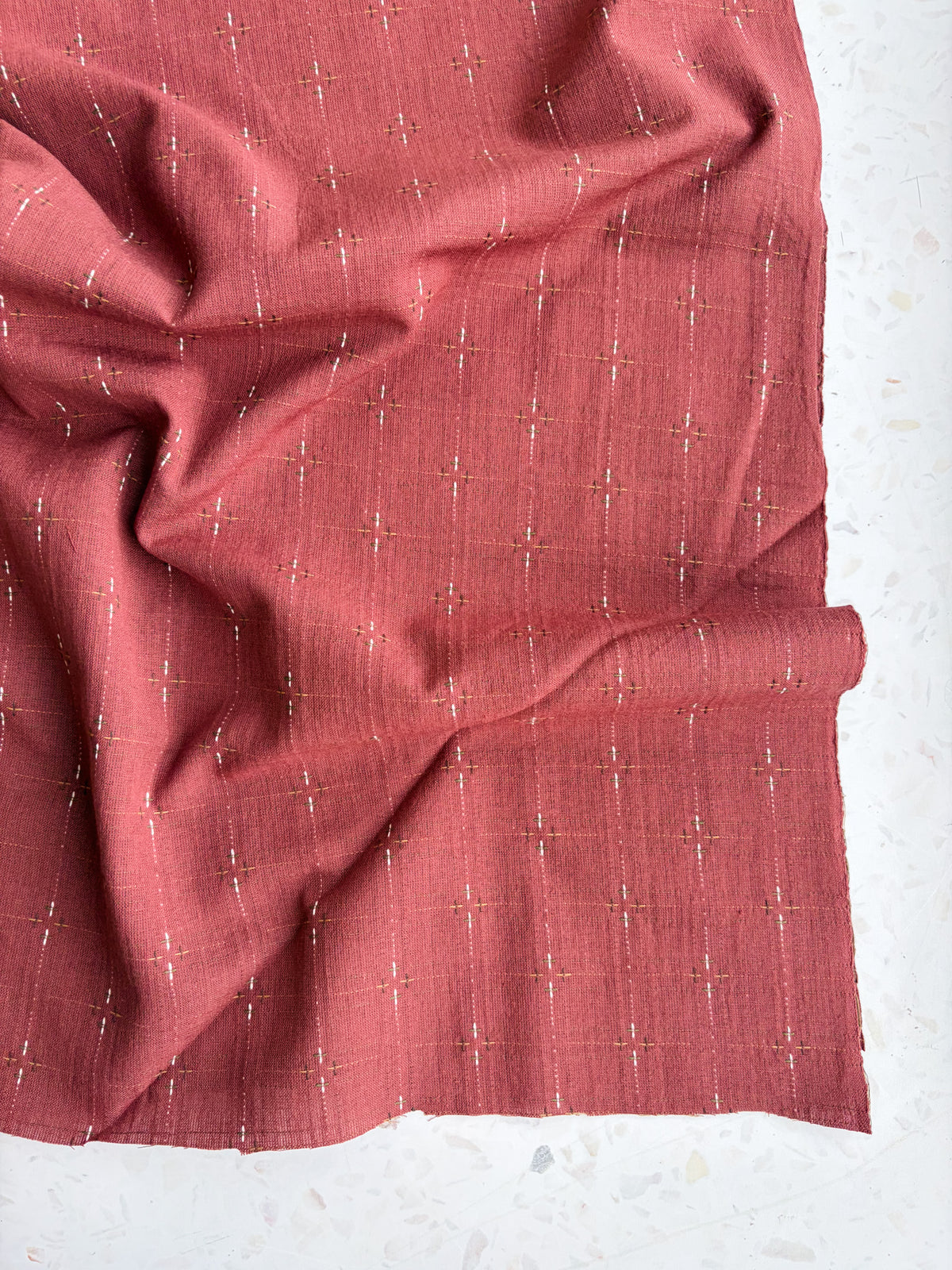 Embroidered Wovens – Rustic Barn Red