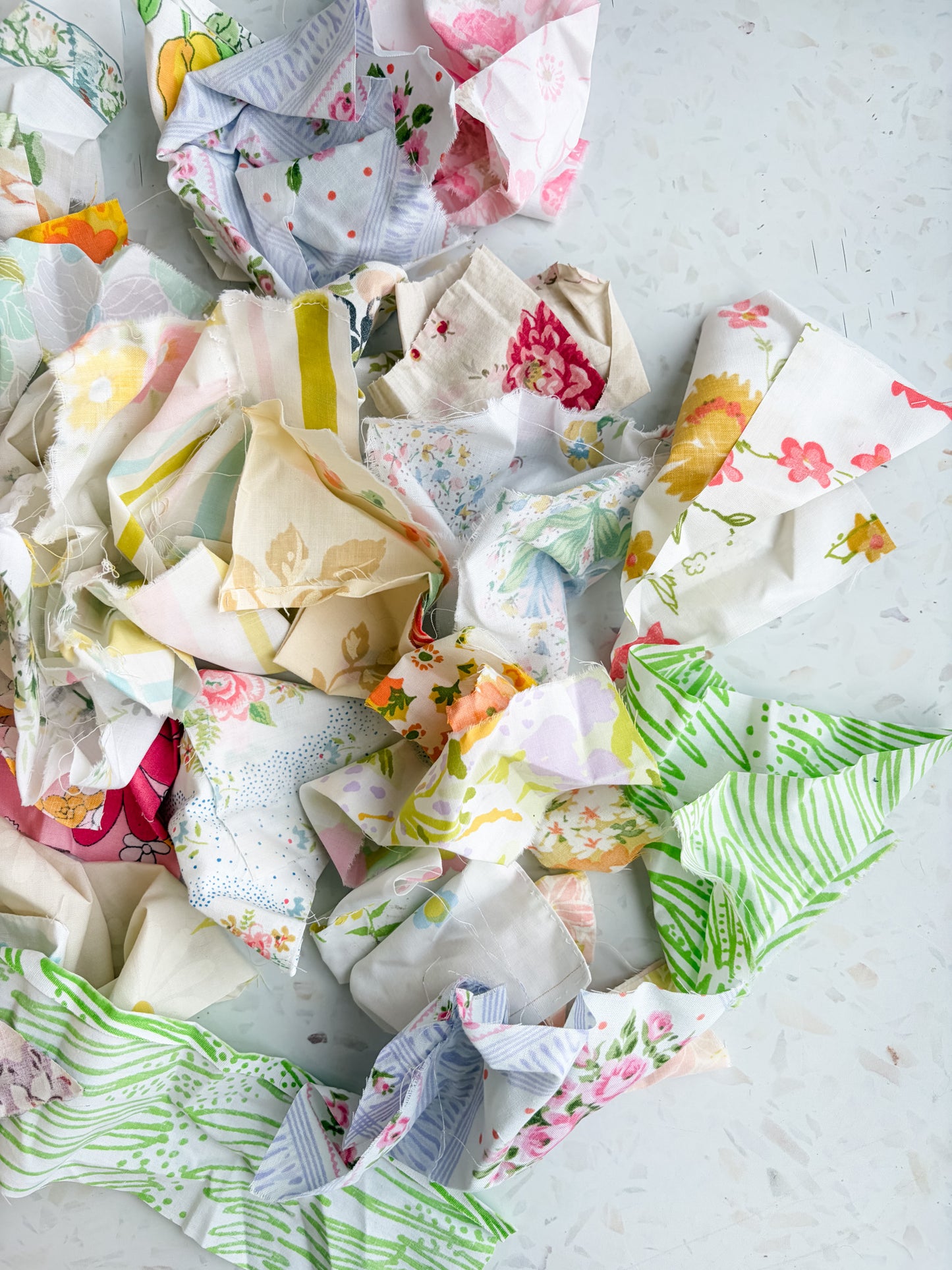 Vintage Fabric Scraps by Quilts on the Side