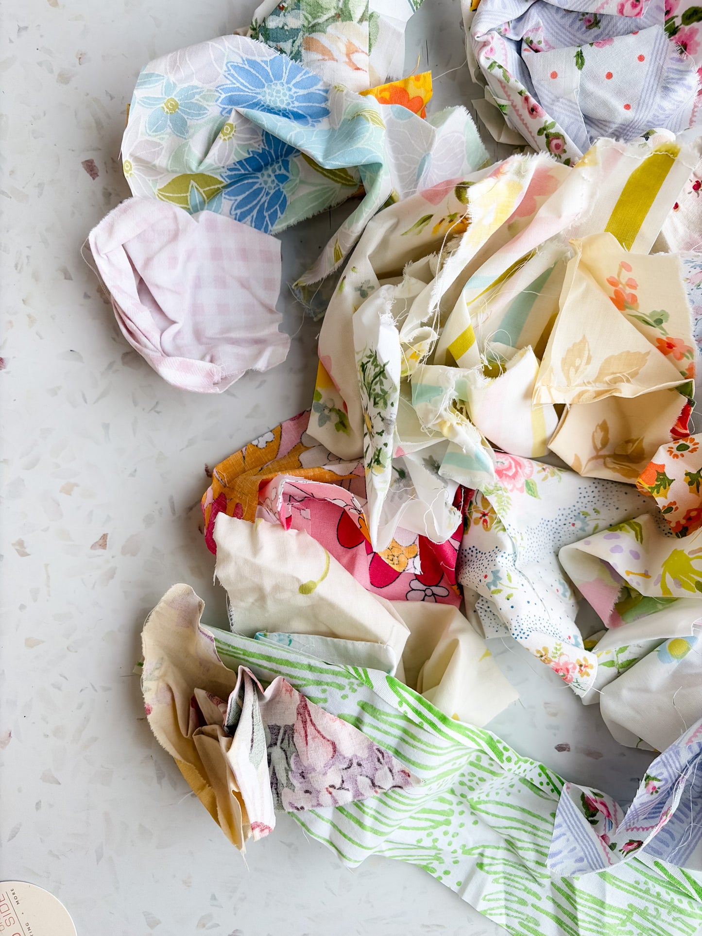 Vintage Fabric Scraps by Quilts on the Side