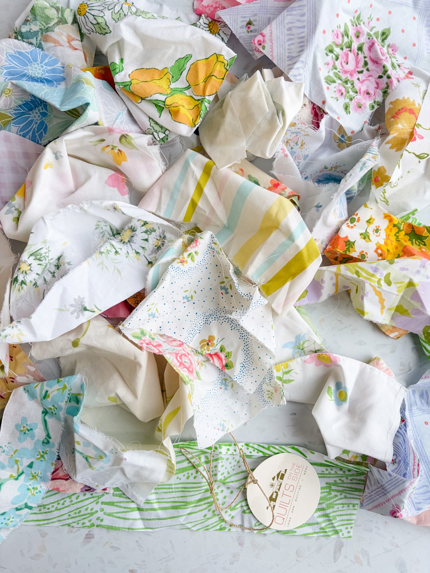 Vintage Fabric Scraps by Quilts on the Side