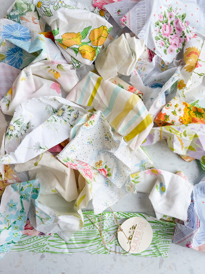 Vintage Fabric Scraps by Quilts on the Side